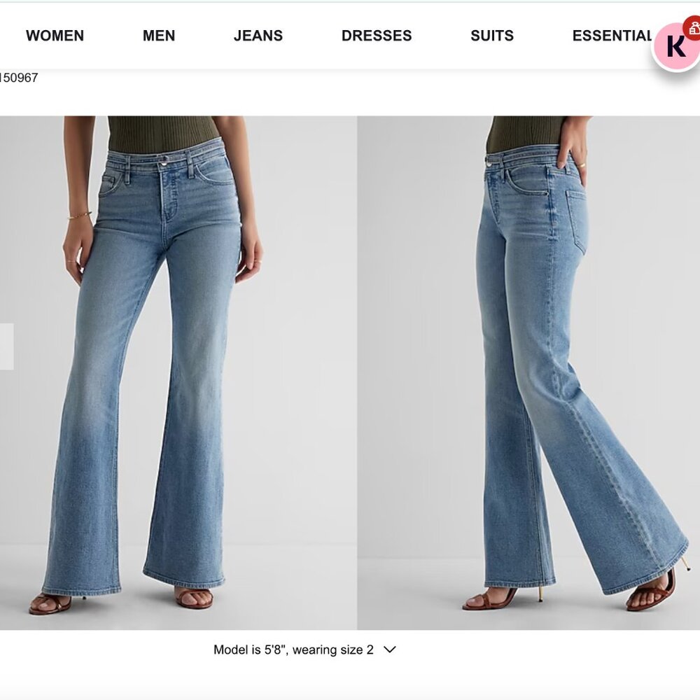 Express, MID RISE MEDIUM WASH BELTED '70S FLARE JEANS